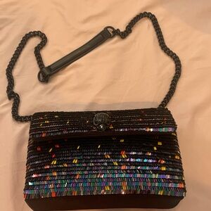 Kurt Geiger The Kensington Black Sequined Chain Crossbody Bag